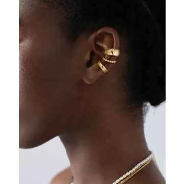 Moodear 3Pcs Stylish Gold Ear Cuffs for Women