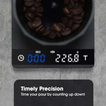 Metal Coffee Scale with Timer, Espresso Scale with Auto Timing, 3 Mode for Espresso Machine and Pour-Over, 2kg/0.1g High Precision Scale, Aluminum Body with LCD Display, Rechargeable