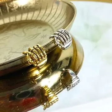 Skeleton Hand Ear Cuffs Skeleton Hand Earrings Halloween Earrings for Women Halloween Clip on Earrings Skeleton Hand Earrings Halloween Jewelry Gifts (Gold)