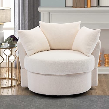 Homtique Swivel Barrel Chair Modern Round Oversized Barrel Chairs, Sofa Lounge Accent Chair, Akili 3...