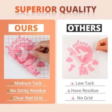 HTVRONT Clear Vinyl Transfer Paper Tape Roll 6" x 50 Feet Clear w/Red Alignment Grid - Application Transfer Tape Perfect for Self Adhesive Vinyl for Signs Stickers Decals Walls Doors & Windows