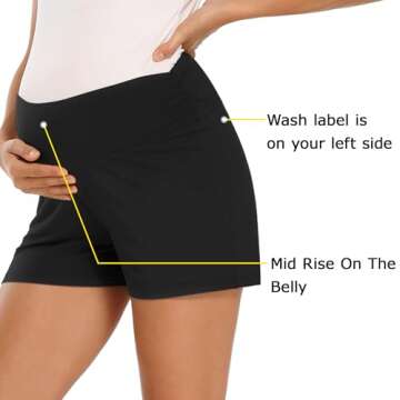 fitglam Women's Maternity Shorts Lounge Sleep Pajama Workout Comfy Stretchy Pregnancy Shorts(Black/D...