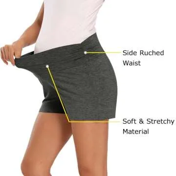 fitglam Women's Maternity Shorts Lounge Sleep Pajama Workout Comfy Stretchy Pregnancy Shorts(Black/Dark Heather Grey, Large)