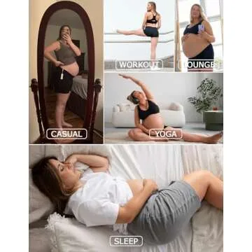fitglam Women's Maternity Shorts Lounge Sleep Pajama Workout Comfy Stretchy Pregnancy Shorts(Black/Dark Heather Grey, Large)
