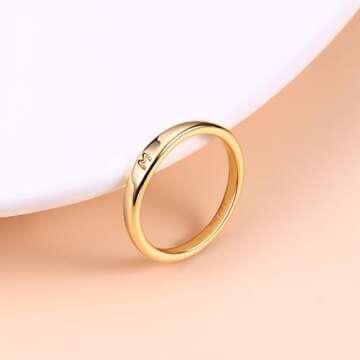 FIASASO 14K Gold Filled Initial Ring for Women