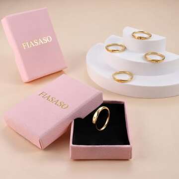 FIASASO 14K Gold Filled Initial Ring for Women