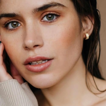 14K Gold Diamond Hoop Earrings with Cubic Zirconia 18mm