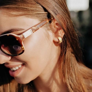 14K Gold Diamond Hoop Earrings with Cubic Zirconia 18mm