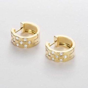 14K Gold Diamond Hoop Earrings with Cubic Zirconia 18mm