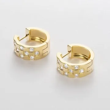 14K Gold Diamond Hoop Earrings with Cubic Zirconia 18mm