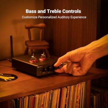 Fosi Audio P3 Tube Preamp Headphone Amplifier Home Audio Preamplifier Mini Vacuum Pre Amp Receiver with Bluetooth aptX LL HD Bass Treble Tone Controls for HiFi Stereo Active Speakers with RCA AUX Jack