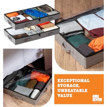 storageLAB Under Bed Storage Containers - 2 Pack Gray