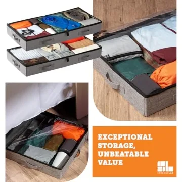 storageLAB Under Bed Storage Containers - 2 Pack Gray