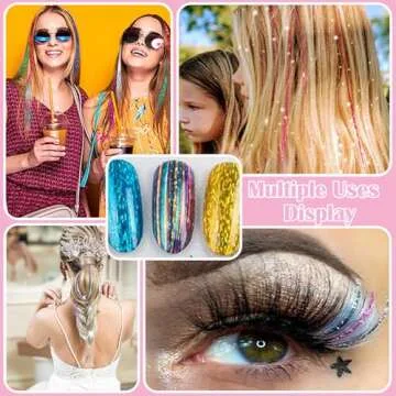 Hair Tinsel Kit 12 Colors 48 Inch 3600 Strands Hair Tinsel Strands Kit With Tools, Fairy Hair Tinsel Heat Resistant Safe Hair Glitter Tinsel Hair Extensions (12Colors, 3600 Strands)