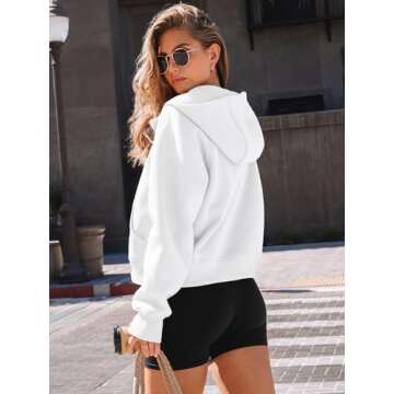AUTOMET Womens Zip Up Hoodies Fleece Jackets Oversized Sweatshirts Fall Fashion Outfits 2025 Sweaters Winter Clothes White M