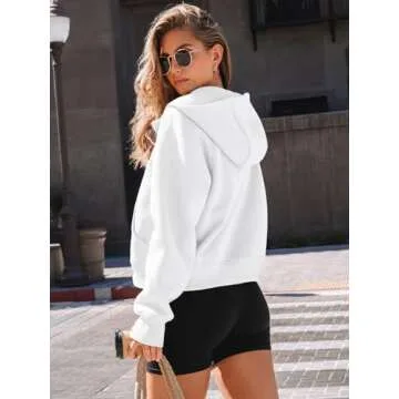 AUTOMET Womens Zip Up Hoodies Fleece Jackets Oversized Sweatshirts Fall Fashion Outfits 2025 Sweaters Winter Clothes White M