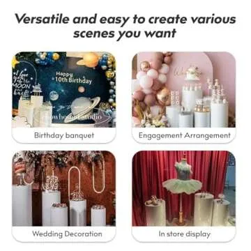 Sedeke 3PC White Cylinder Pedestal Stands for Events