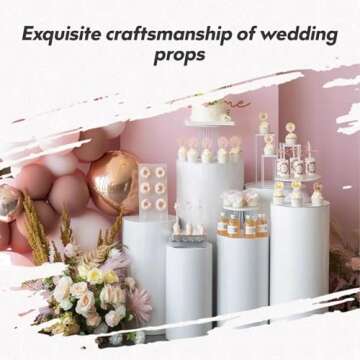 Sedeke 3PC White Cylinder Pedestal Stands for Events