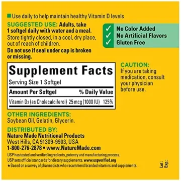 Nature Made D3 1000 IU Softgels for Health Support 300 Count
