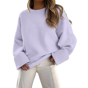 ANRABESS Women's Oversized Crewneck Long Sleeve Fuzzy Knit Casual Chunky Warm 2024 Fall Pullover Swe...