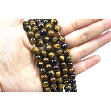Qiwan 8mm Natural Yellow Tiger Eye Beads for Jewelry