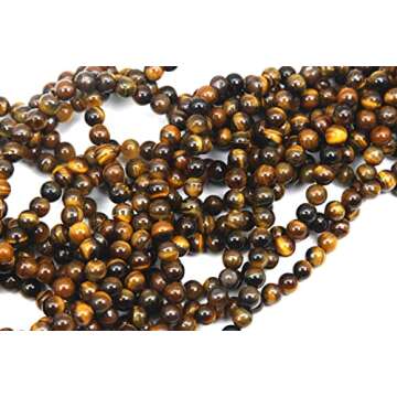 Qiwan 8mm Natural Yellow Tiger Eye Beads for Jewelry