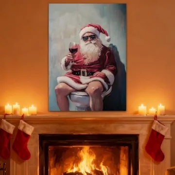 Funny Santa Claus Canvas Art for Festive Home Decor