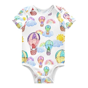 vvfelixl Baby Girl Short Sleeve Bodysuits,Gnomes Hot Air Balloons Baby Onesie Infant Outfits for Boy...
