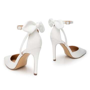 Trary White Heels for Women Closed Pointed Toe Heels Women's Pumps Sexy Stiletto High Heels with Bow...
