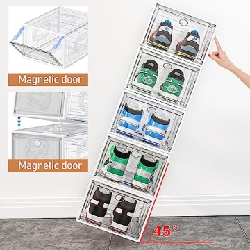 Caktraie Stackable Shoe Organizer with Magnetic Door