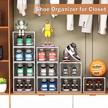 Caktraie Stackable Shoe Organizer with Magnetic Door