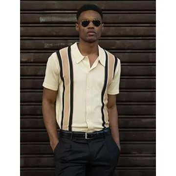 PJ PAUL JONES Men's Retro Polo Shirt Short Sleeve