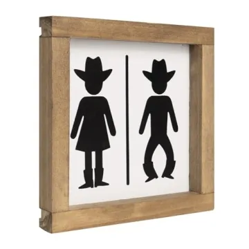 Flangairy Western Bathroom Decor - Cowboy Cowgirl Wall Art Sign