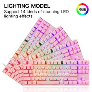 MOTOSPEED Professional Gaming Mechanical Keyboard RGB Led Backlit Wired with Anti-Dust Proof Switches for Gaming Keyboard for Mac & PC (Pink, 87 Key Red Switches)