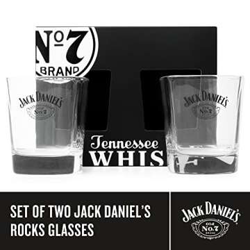 Jack Daniels Whiskey Glasses - Gift Set of 2 Licensed Old No 7 Glass Whiskey Tumbler 330 ml - 11oz P...