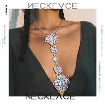 ELABEST Rhinestone Chest Chain for Elegant Style
