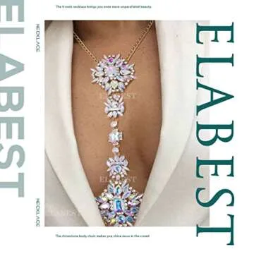 ELABEST Rhinestone Chest Chain for Elegant Style
