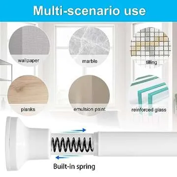 No Drill Spring Tension Shower Curtain Rod - Adjustable & Rustproof