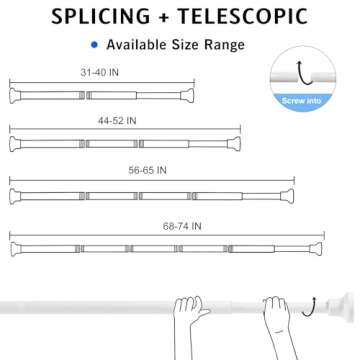 No Drill Spring Tension Shower Curtain Rod - Adjustable & Rustproof