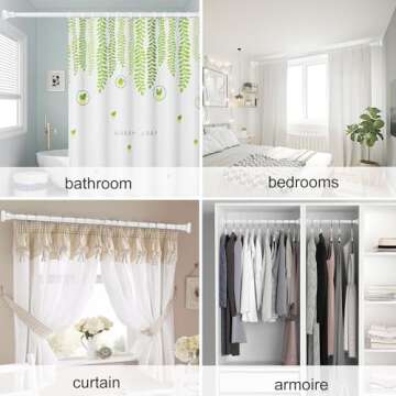 No Drill Spring Tension Shower Curtain Rod - Adjustable & Rustproof