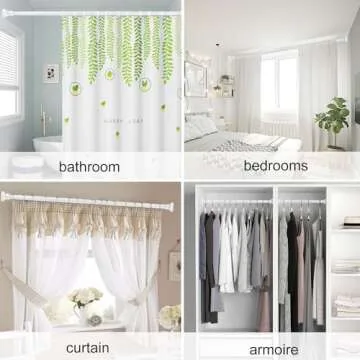 No Drill Spring Tension Shower Curtain Rod - Adjustable & Rustproof