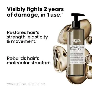 L'Oreal Professionnel Absolut Repair Molecular Rinse Off Serum - Deep Conditioning Treatment For All Damaged Hair Types, Repairs Damage & Restores Strength