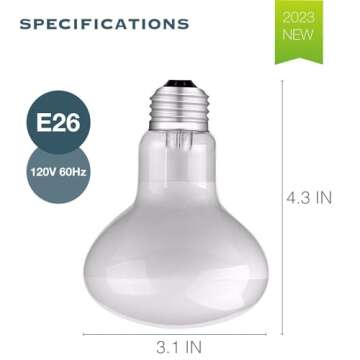 ReptiKing Reptile Heat Bulb Lamp, 2-Pack 100W Daylight Basking Spot, Bearded Dragon/Turtle/Lzard/Gecko Light Bulb, UVA Heat Lamp, Basking Light for Reptiles