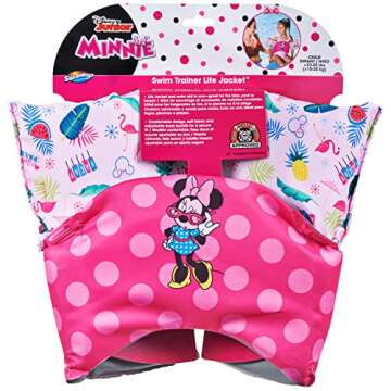 SwimWays Disney Character Learn-to-Swim USCG Approved Kids Life Jacket, Minnie Mouse