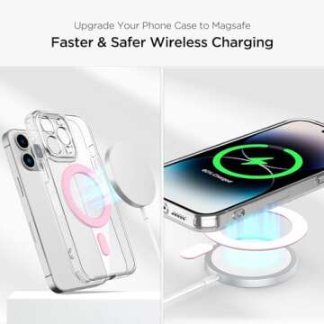 OUTXE Magnetic Sticker Ring, Compatible with Magsafe, 2pack Universal Magnet Adapter for iPhone 15/14/13/12 Mini Plus Pro Max, Android Galaxy S24/S23/S22 Ultra, Pixel 8/7/6 and Cell Phone Case Pink