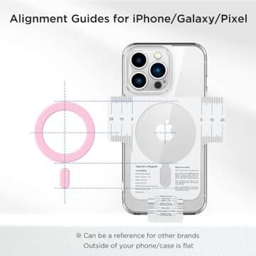 OUTXE Magnetic Sticker Ring, Compatible with Magsafe, 2pack Universal Magnet Adapter for iPhone 15/14/13/12 Mini Plus Pro Max, Android Galaxy S24/S23/S22 Ultra, Pixel 8/7/6 and Cell Phone Case Pink
