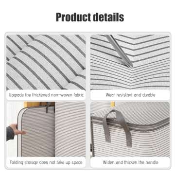 Waterproof Large Blanket Storage Heavy Duty Moving Bags with Zippers and Reinforced Handles, Containers Closet Organizers and Storage Moving Bags for Bedding, Blanket, Moving Supplies