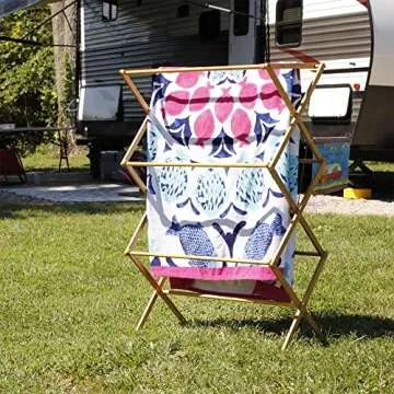 Household Essentials Bamboo Folding Clothes Drying Rack, Upscale Laundry Rack with 11 Dowels, Enviro...