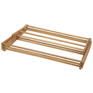 Household Essentials Bamboo Folding Clothes Drying Rack, Upscale Laundry Rack with 11 Dowels, Environmentally Friendly, Stable Frame, Shelf for Drying Flat