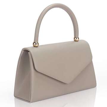 Women's Classic Envelope Evening Bag, WALLYN'S Wedding Prom Party Clutch Handbag Purse (Grey)